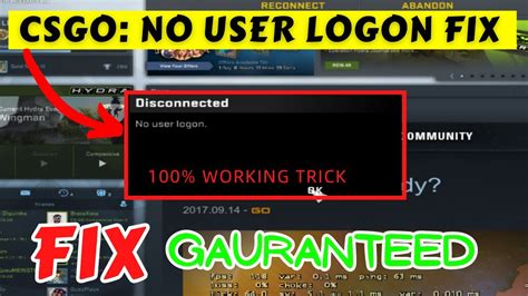 no user logon csgo|How To Fix CSGO No User Logon Error